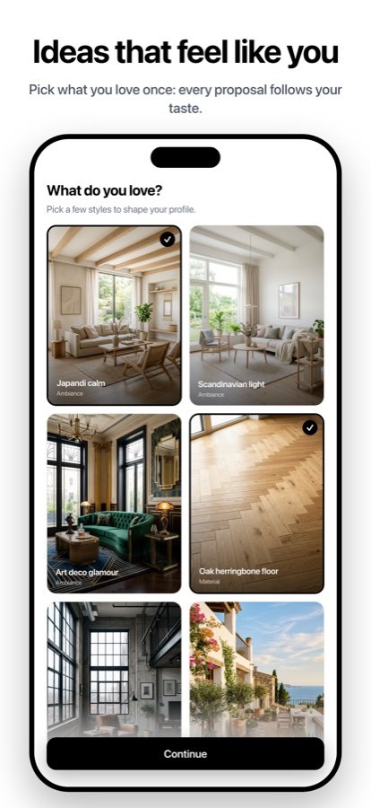HomeMaxxing learning design taste from saved and dismissed designs